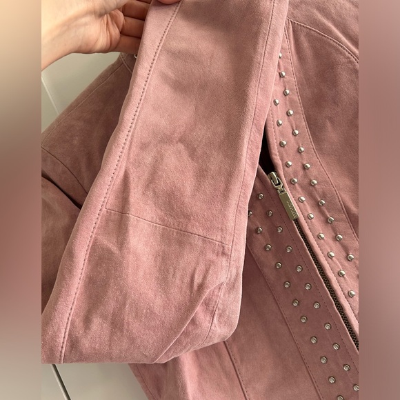Line Pink Suede Leather Jacket - Picture 10 of 12